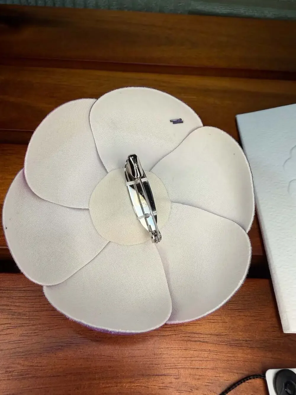 Chanel 24S Purple Satin Camellia Flower Brooch Pin